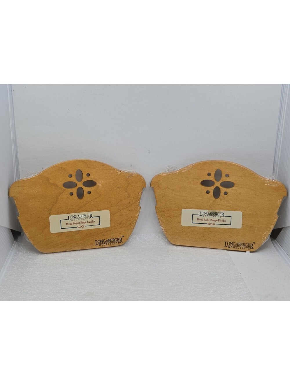 2 Longaberger Woodcrafts Bread Basket Single Divider Wooden #50008 New Sealed